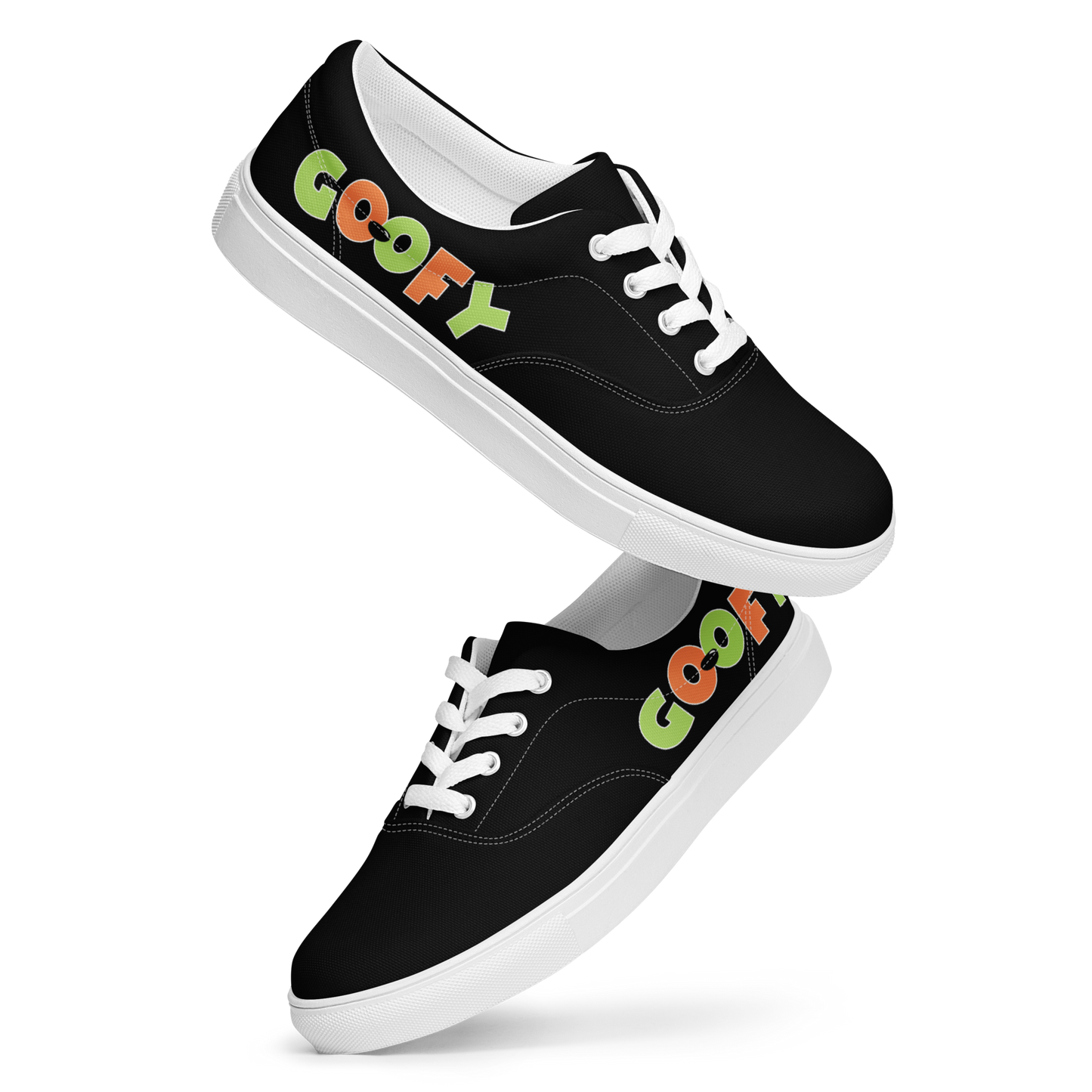 "Goofy" Men’s Lace-up Canvas Shoes in Black