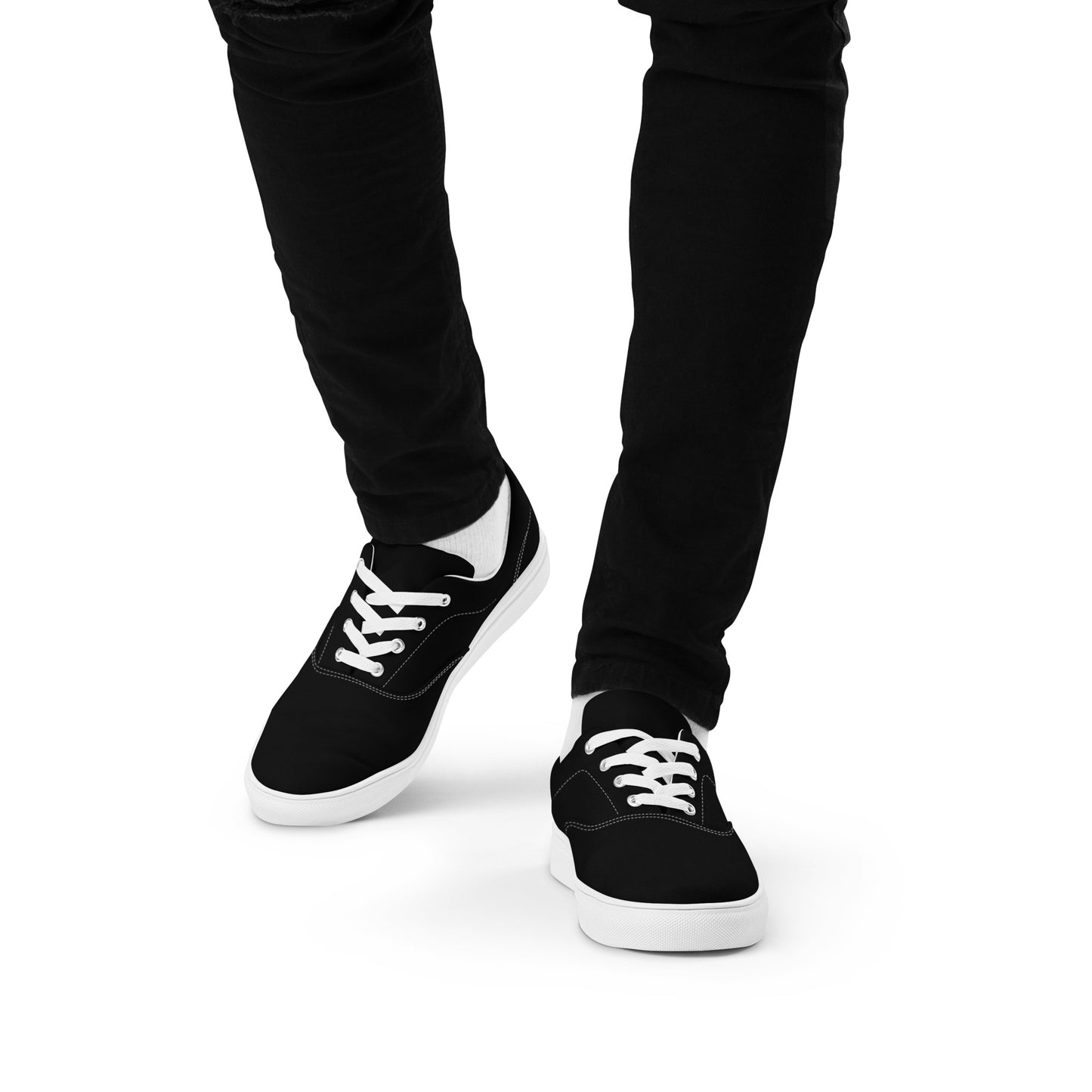 "Goofy" Men’s Lace-up Canvas Shoes in Black