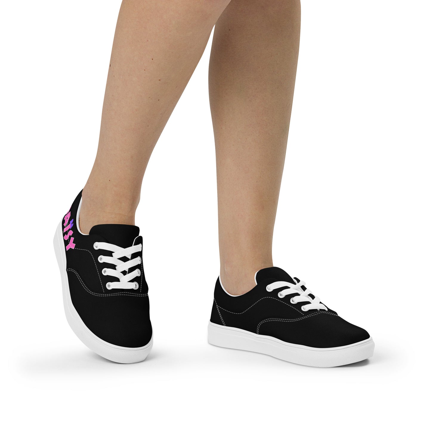 "Daisy" Women’s Lace-up Canvas Shoes in Black