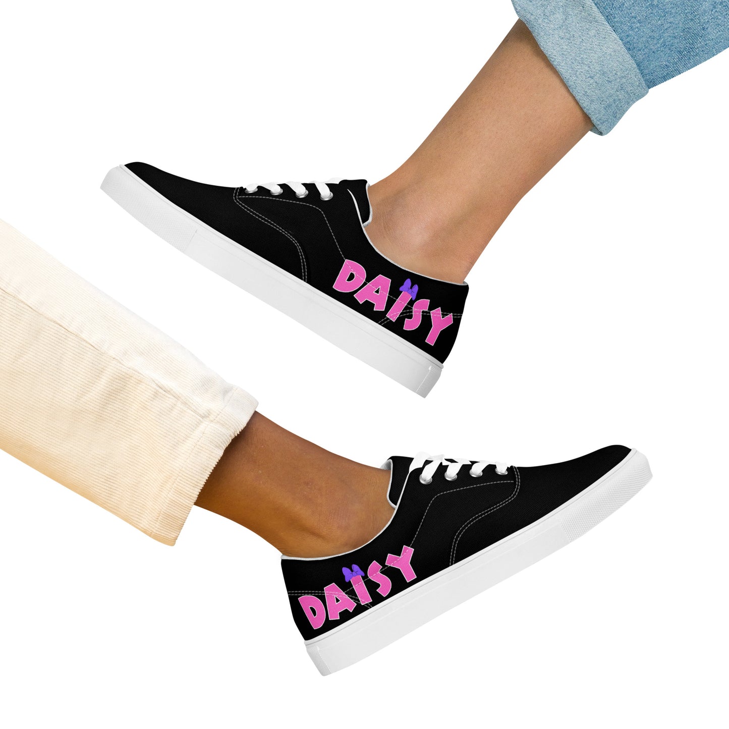 "Daisy" Women’s Lace-up Canvas Shoes in Black