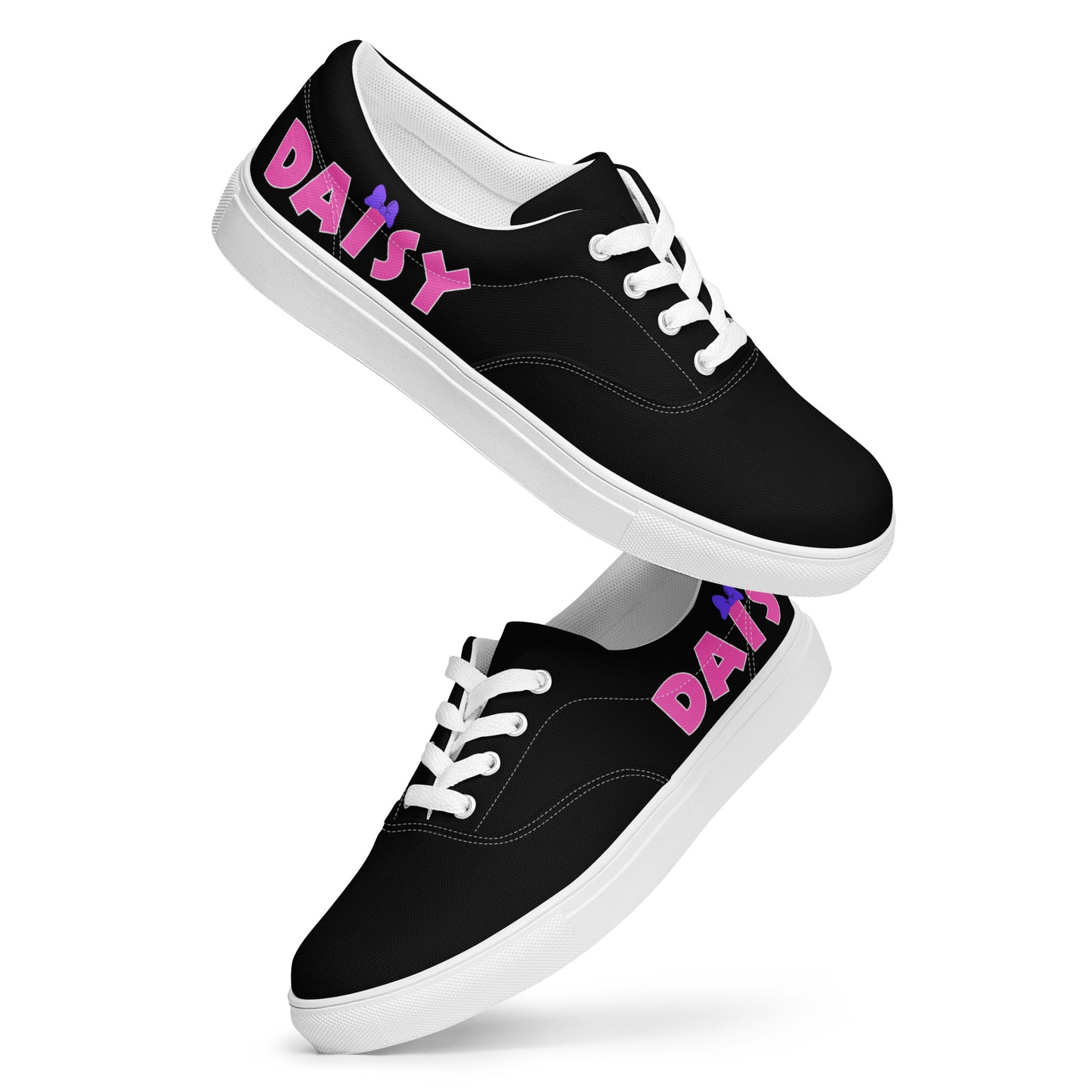 "Daisy" Women’s Lace-up Canvas Shoes in Black