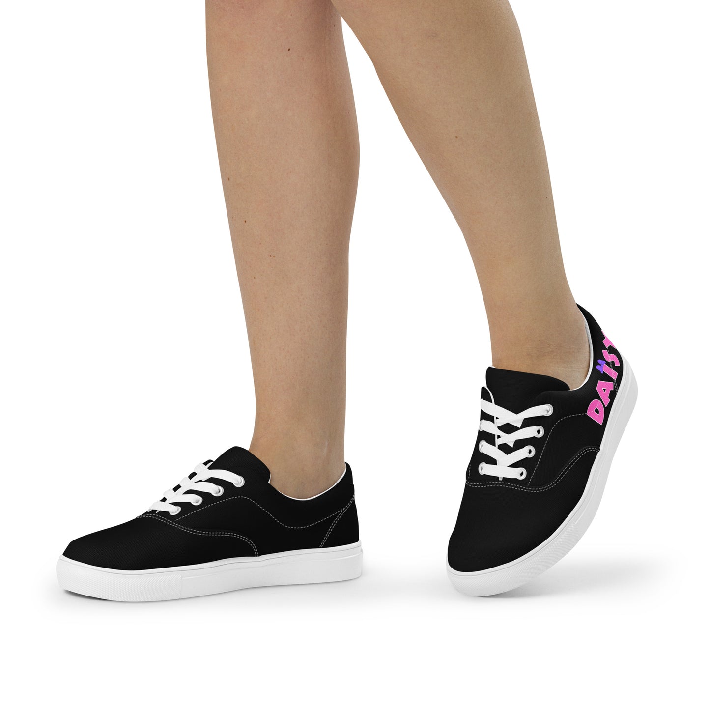 "Daisy" Women’s Lace-up Canvas Shoes in Black